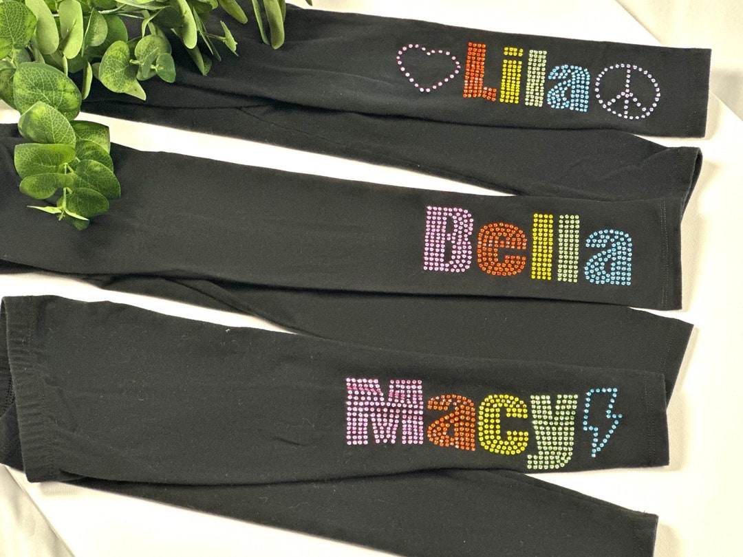 Rhinestone Leggings Customized for Girls Sparkle Bling Toddler Youth
