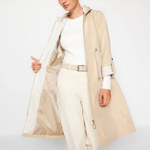 Hooded waterproof rain coat, woman hooded coats, woman rain coat, woman beige coats, black fall coats
