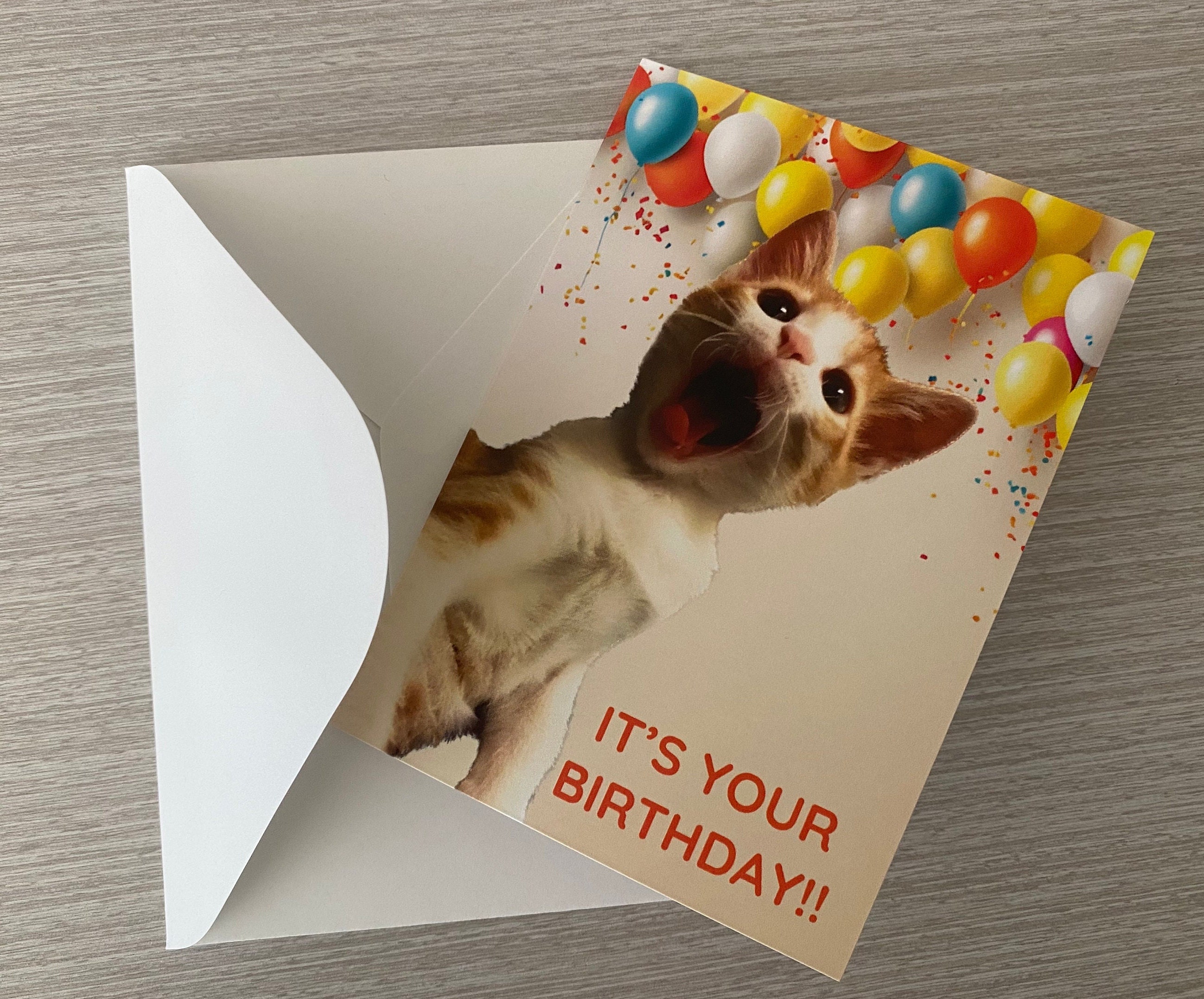 Happy Birthday Kitten Greeting Card - Etsy