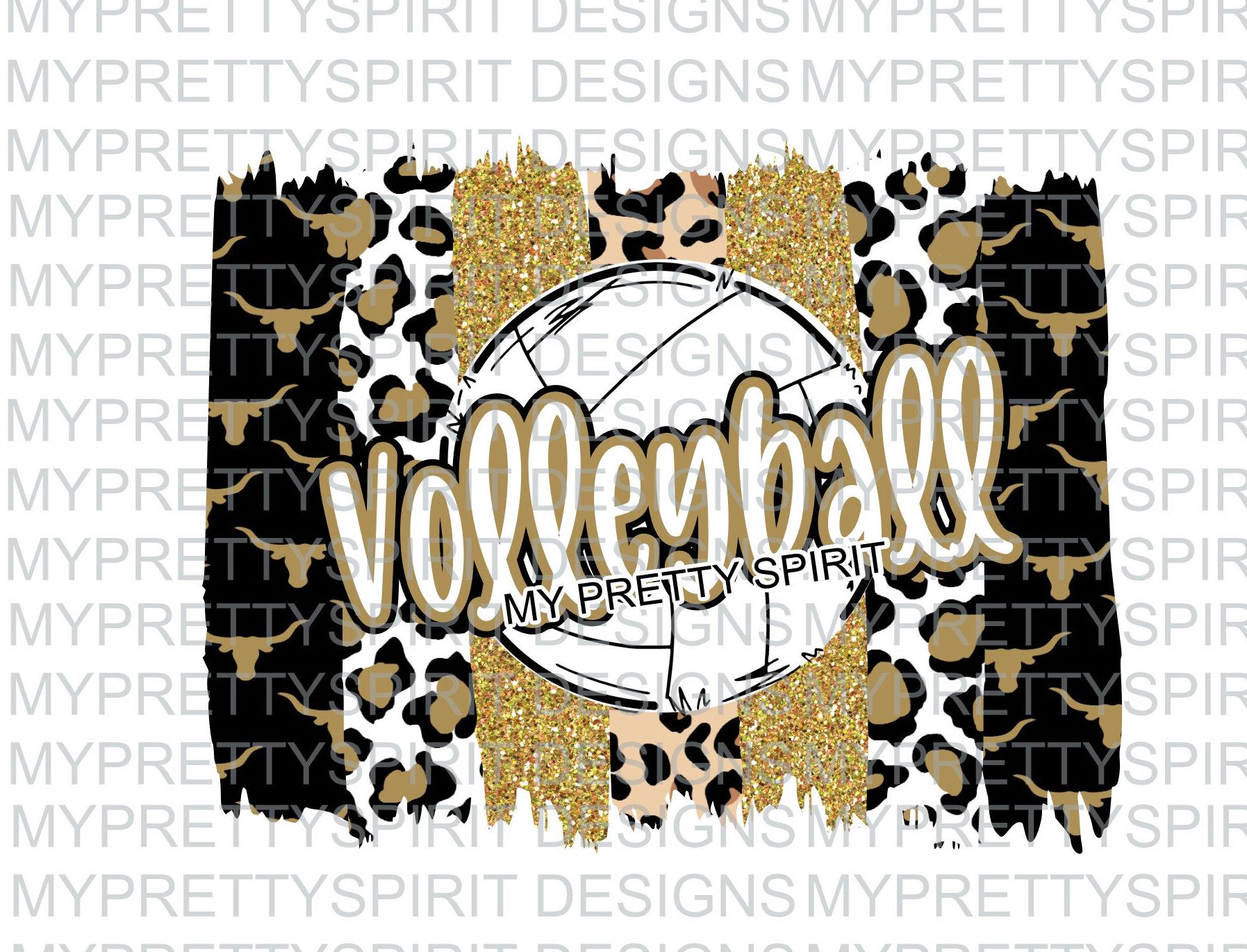 Hebbronville and Vega Longhorns Volleyball Brushstrokes Gold PNG