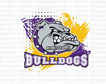 Purple and Gold Bulldogs Splatter PNG