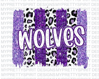 Wolves Brushstrokes Purple PNG