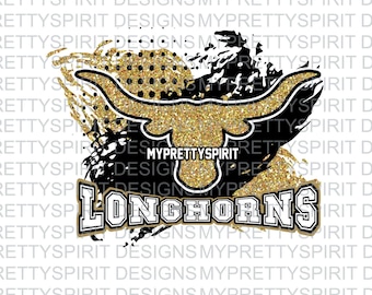 Hebbronville and Vega Longhorns Splatter Glitter PNG