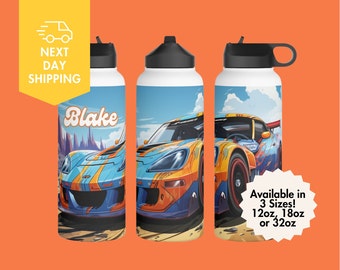 Children's personalized insulated water bottle - Race car
