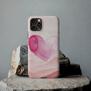Cute Heart Water Color iPhone Case- iphone 15 iphone 14 iphone 13 iphone 12 slim case with charm phone cover accessories valentines day