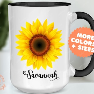 Sunflower Mug, Sunflower Cup Gifts Sunflower Coffee Mug Sunflower Gifts For Her Sunflower Gifts Women Personalized Sunflower Name Mug Gift