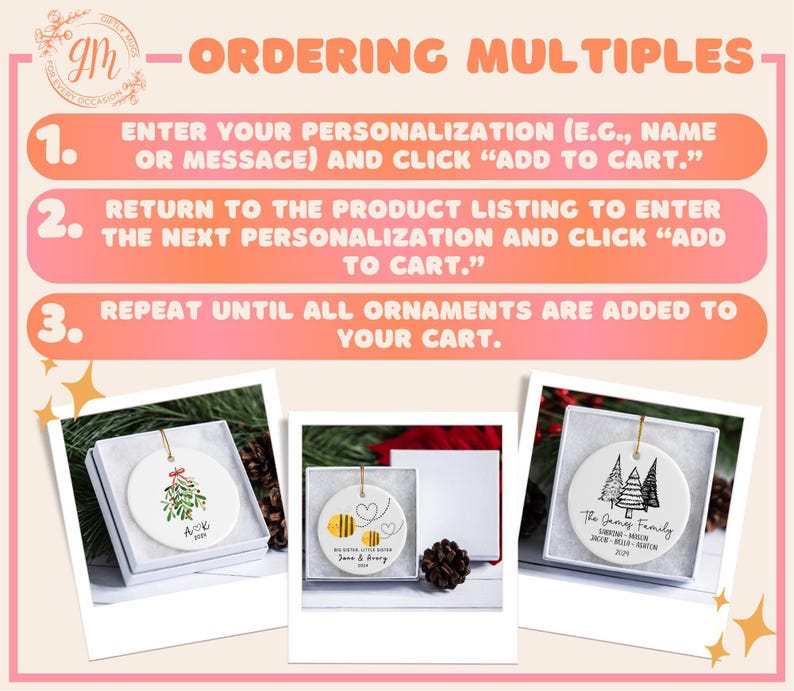 a flyer for a personalized christmas ornament