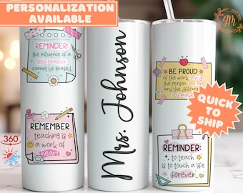 Personalized Teacher Reminders Tumbler, Custom Teacher Gifts New Teacher from Student Teacher Appreciation Tumbler Straw Teacher Graduation