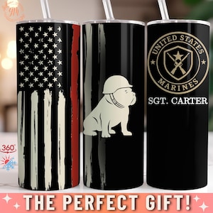 US Marine Corps Tumbler Personalized: Custom Veteran Travel 20oz Skinny Tumbler