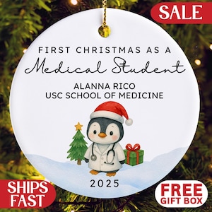 Medical Student Ornament: Custom Med School Keepsake Personalized Future Doctor Gift from Family