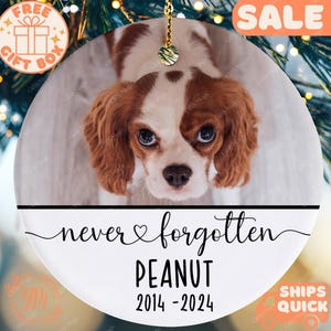 Personalized Dog Remembrance Ornament, Custom Dog Picture Remembrance Christmas Ornament Gifts for Pet Remembrance Dog Kitten Forever Loved