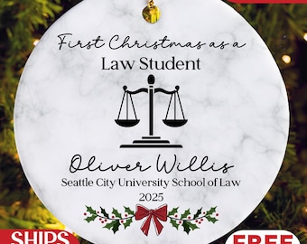 Law Student Ornament: Custom Future Lawyer Keepsake Personalized Law Students Gift from Family