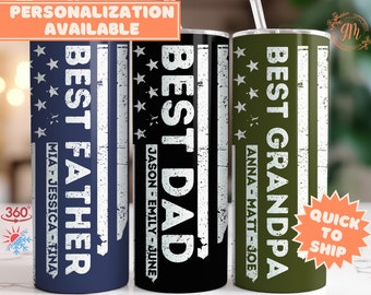 Best Dad Ever American Flag Father's Day Gift Tumbler, Best Grandpa Ever American Flag Tumbler, Father Coffee Tumbler Gift, Grandpa Mug