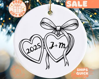 Custom Couples Initials Ornament: Personalized Wedding Keepsake for Newlywed Gift, Anniversary Gifts