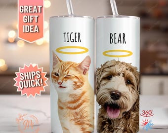 Pet Memorial Tumbler: Custom Dog Photo Remembrance Mug, Cat Picture Loss Keepsake 20oz Tumbler