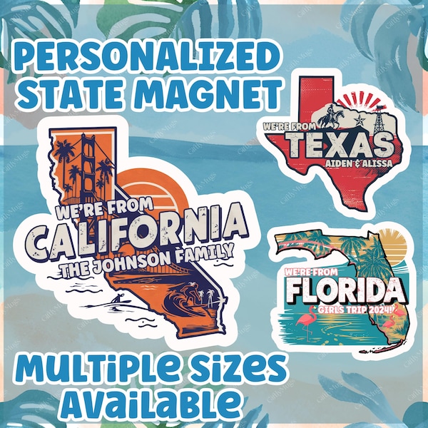 Personalized Cruise State Magnets, Family Cruise Door Magnet with Custom Name for Stateroom Decor