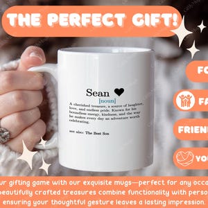a woman holding a coffee mug with a poem on it