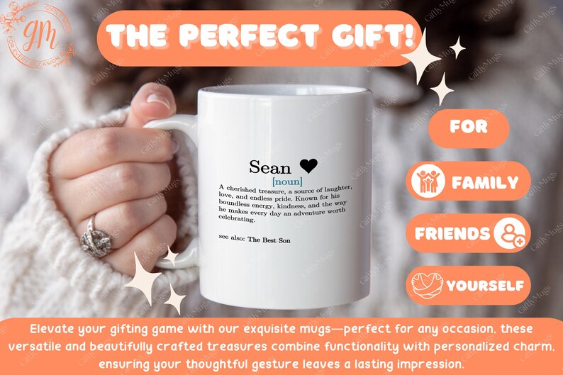 a woman holding a coffee mug with a poem on it
