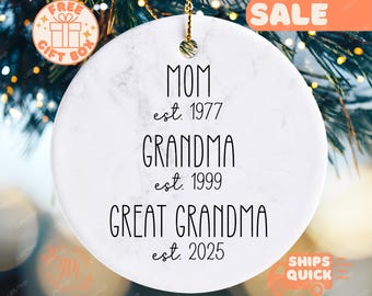 Great Grandma Christmas Ornament, Personalized Great Grandma Ornament Gifts for Future Great Grandma to Be Pregnancy Announcement Keepsake