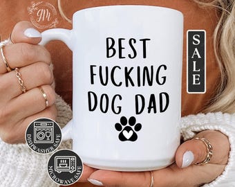 Dog Dad Mug, Custom Best Dog Dad Mug Personalized Dog Dad Coffee Mug Gift for Dog Lover Father's Day Gifts Custom Pet Names for Best Dog Dad