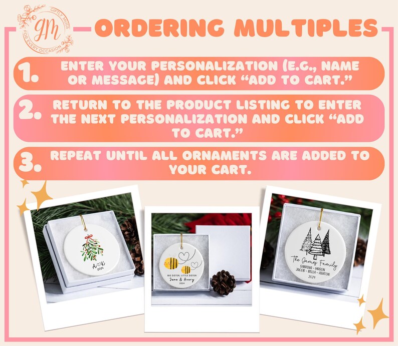 a flyer for a personalized christmas ornament