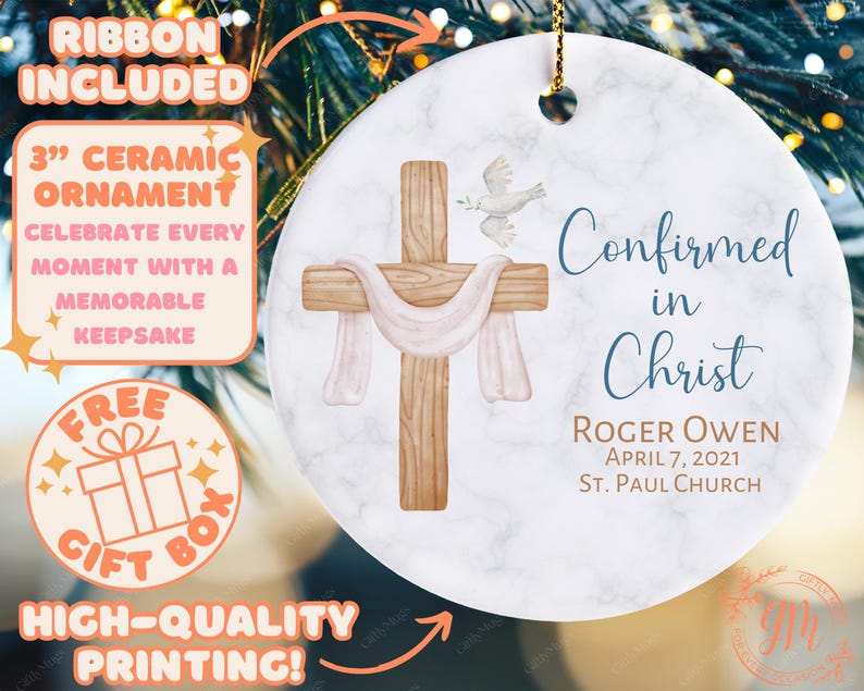 a ceramic ornament with a cross on it
