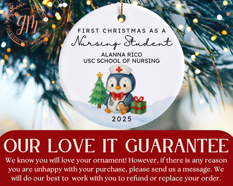 Nursing Student Ornament: Custom Students Nurse Keepsake, Personalized Nursing School Christmas Gifts from Family image 5