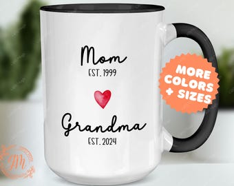 Custom Baby Announcement Grandma Mug, Mom to Grandma Coffee Mug Personalized Baby Reveal for Grandma Tea Cup for Future 2025 Grandmas Mug