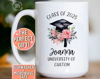 Custom Graduation Year Mug, Personalized Grad Gifts, High School Graduation College Commencement