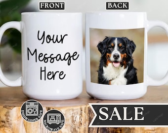 Dog Photo Mug Personalized: Custom Message Coffee Mug with Pet Photos