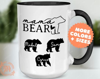 Mama Bear Mug with Kids Names: Personalized Mom Coffee Mug