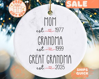 Great Grandma Christmas Ornament, Personalized Great Grandma Ornament Gifts for Future Great Grandma to Be Pregnancy Announcement Keepsake
