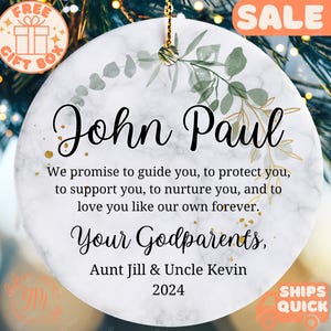 Godchild Ornament from Godparents: Custom Special Message Keepsake for Godchildren