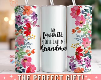 Grandma Tumbler Floral for Mother's Day Gift, Grandma Gift Ideas from Grandson Grandma Tumbler Gift from Granddaughter Grandma Mother's Day