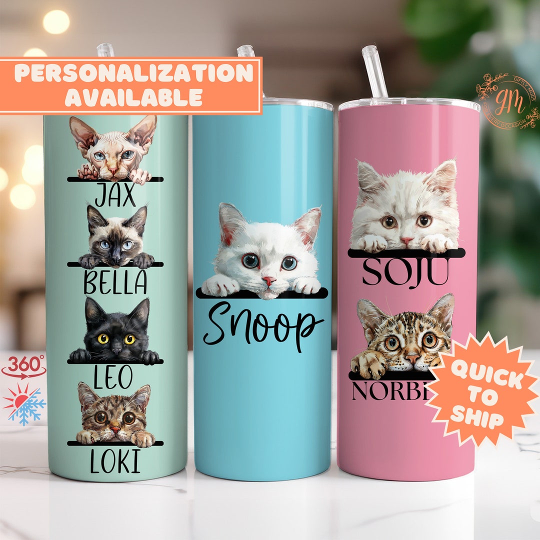 Cat Cartoon Snuggle Photo - Personalized Custom Tumbler main image 1