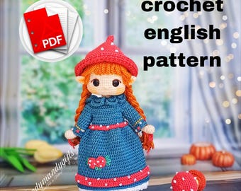 Patrón de crochet para muñeca amigurumi: Tutorial de Elonor (PDF descargable)