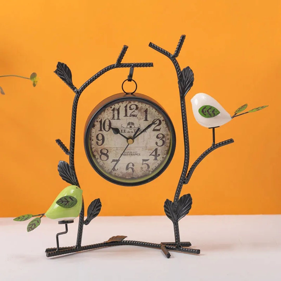 Wooden Desk Clock Wooden Silent Desk Clock Bird Watcher Gift Etsy