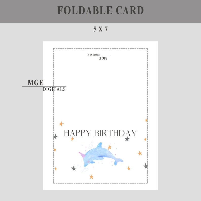 Printable Birthday Card With Dolphin, Cute Dolphin Birthday Card, Print ...