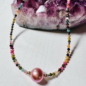 Tourmaline Edison pearl necklace