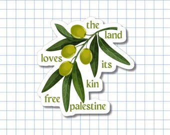 Palestine Solidarity Sticker – Olive Branch Decal, Activist Accessory
