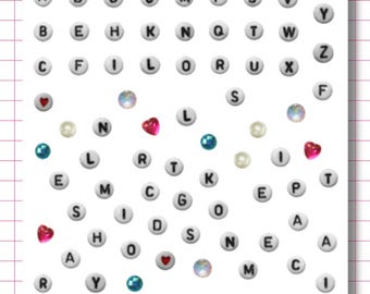 Letter Beads Vinyl Sticker Sheet – Y2K Alphabet Stickers
