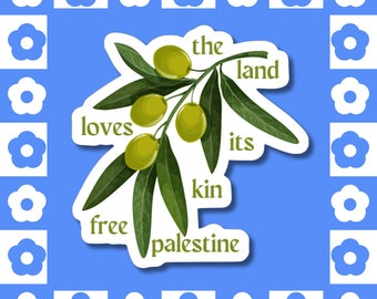Palestine Solidarity Sticker – Olive Branch Decal, Activist Accessory