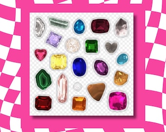 Gemstone Sticker Sheet: Clear Matte Vinyl Crystal Decals