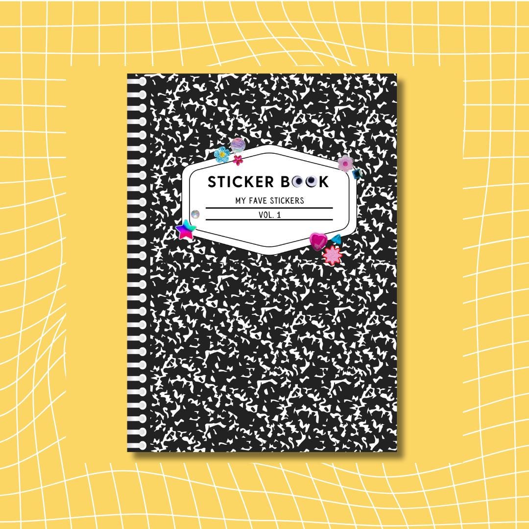 Composition Notebook Reusable Sticker Book - reusable, A5, sticker collecting, release paper book, album, storage, Y2K, Nostalgia, Stickers