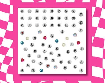 Letter Beads Vinyl Sticker Sheet – Y2K Alphabet Stickers