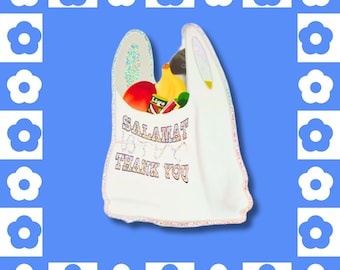 Salamat / Thank You Grocery Bag Holographic Glitter Vinyl Sticker - Filipino Sari-Sari / Baybayin Script