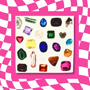Feuille d'autocollants avec pierres précieuses - Décalcomanies en vinyle transparent mat, mini-autocollants en cristal et bijoux, agenda, accessoires de scrapbooking