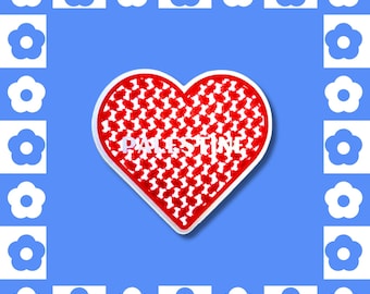 Palestine Keffiyeh Heart Sticker – Solidarity Decal, Laptop/Water Bottle