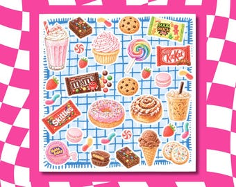 Sweet Treat Lovers Vinyl Sticker Sheet - Journal Deco, Laptop Decal, Girly Gift, Picnic Sugar