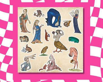 Medieval Baddies Sticker Sheet – Illuminated Manuscript Art, Planner Decor